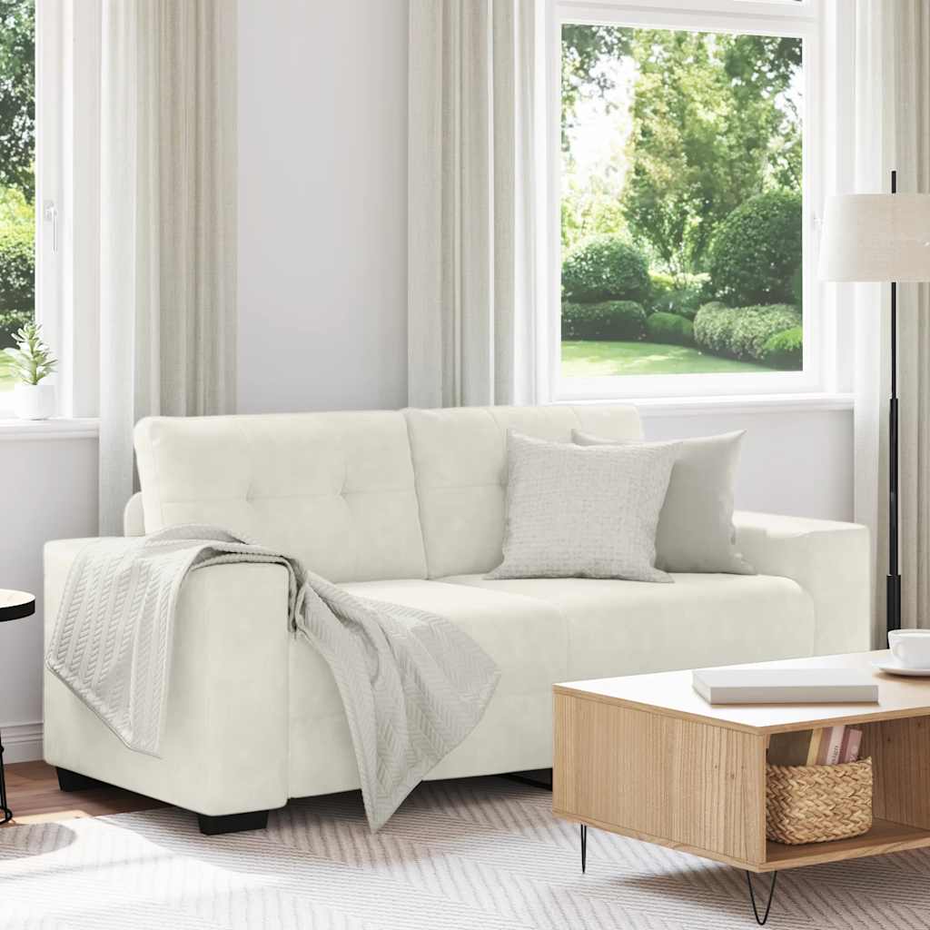vidaXL Zweisitzer-Sofa Creme 140 cm Samt