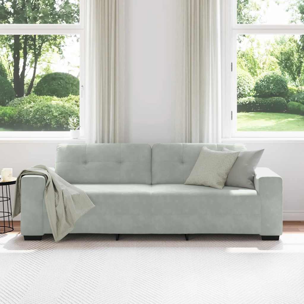 vidaXL 3-zitsbank lichtgrijs 180 cm fluweel