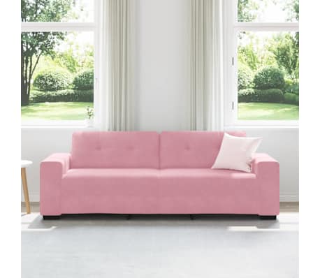 vidaXL | 3-Zits Sofa | met kussen Roze Fluweel