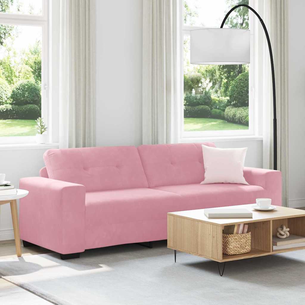 vidaXL Sofa cu 3 locuri cu pernă Roz Catifea