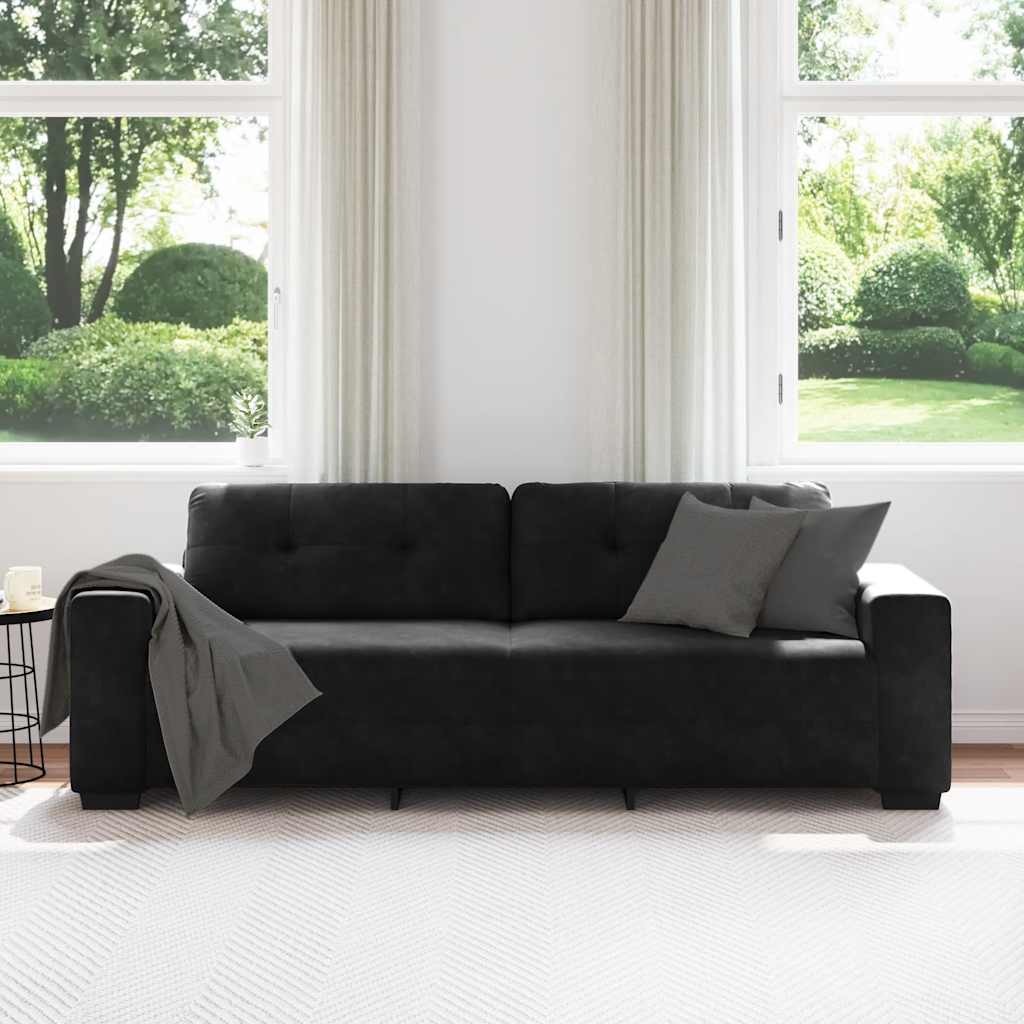 vidaXL 3-zitsbank zwart 180 cm fluweel