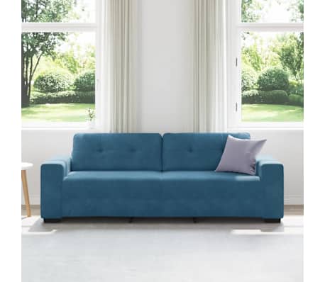 vidaXL | Blauwe Velours Bank | met kussen Blauw Fluweel