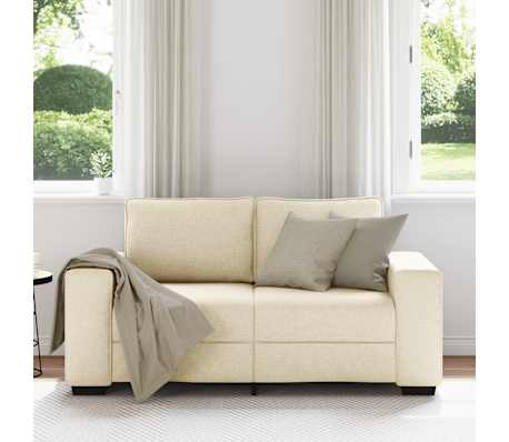 vidaXL Sof&aacute; de 2 lugares tecido 160x77x82 cm cor creme