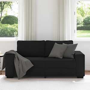 vidaXL Dvivietė sofa, juoda, 180x77x82 cm, audinys