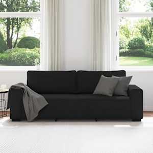 Pohovka pro 3 osoby černá 220x77x82 cm látka - obrázek 3