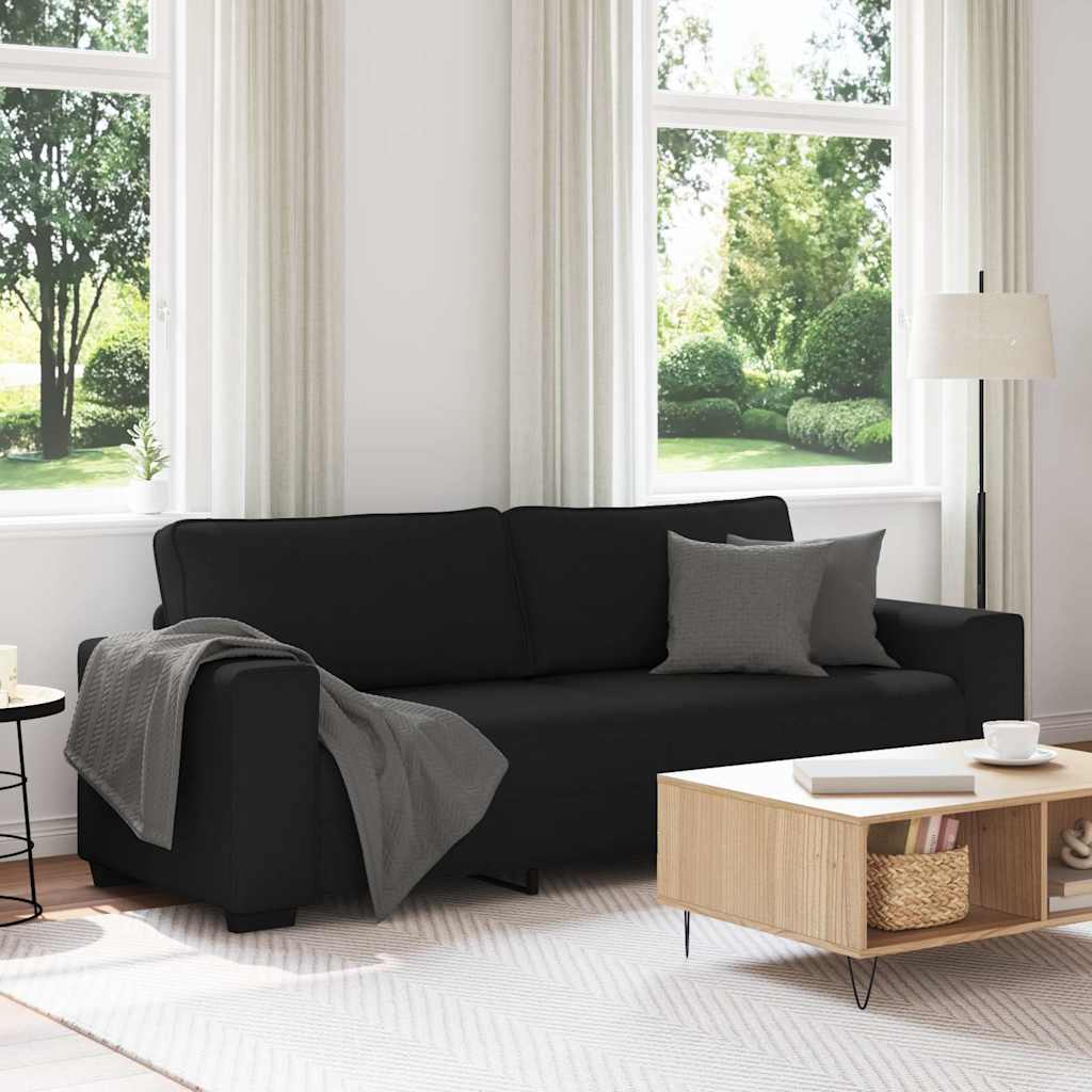 3-personers sofa i stof - sort, 220 x 77 x 82 cm