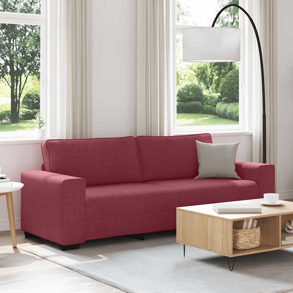 vidaXL 3-Sitzer-Sofa Weinrot 220x77x82 cm Stoff