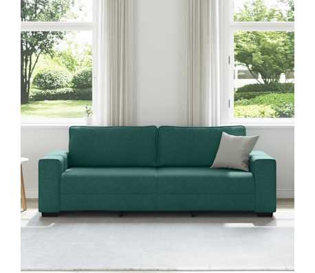 vidaXL Sof&aacute; de 3 plazas verde oscuro, 220x77x82 cm, tela