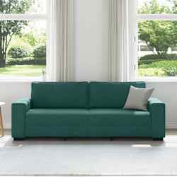 vidaXL Sof&aacute; de 3 plazas verde oscuro, 220x77x82 cm, tela
