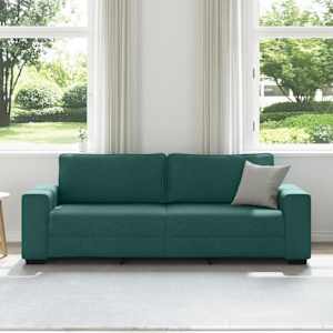 vidaXL Sof&aacute; de 3 plazas verde oscuro, 220x77x82 cm, tela