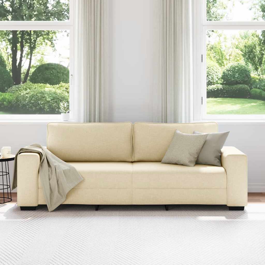 vidaXL 3-zitsbank crème 180 cm stof
