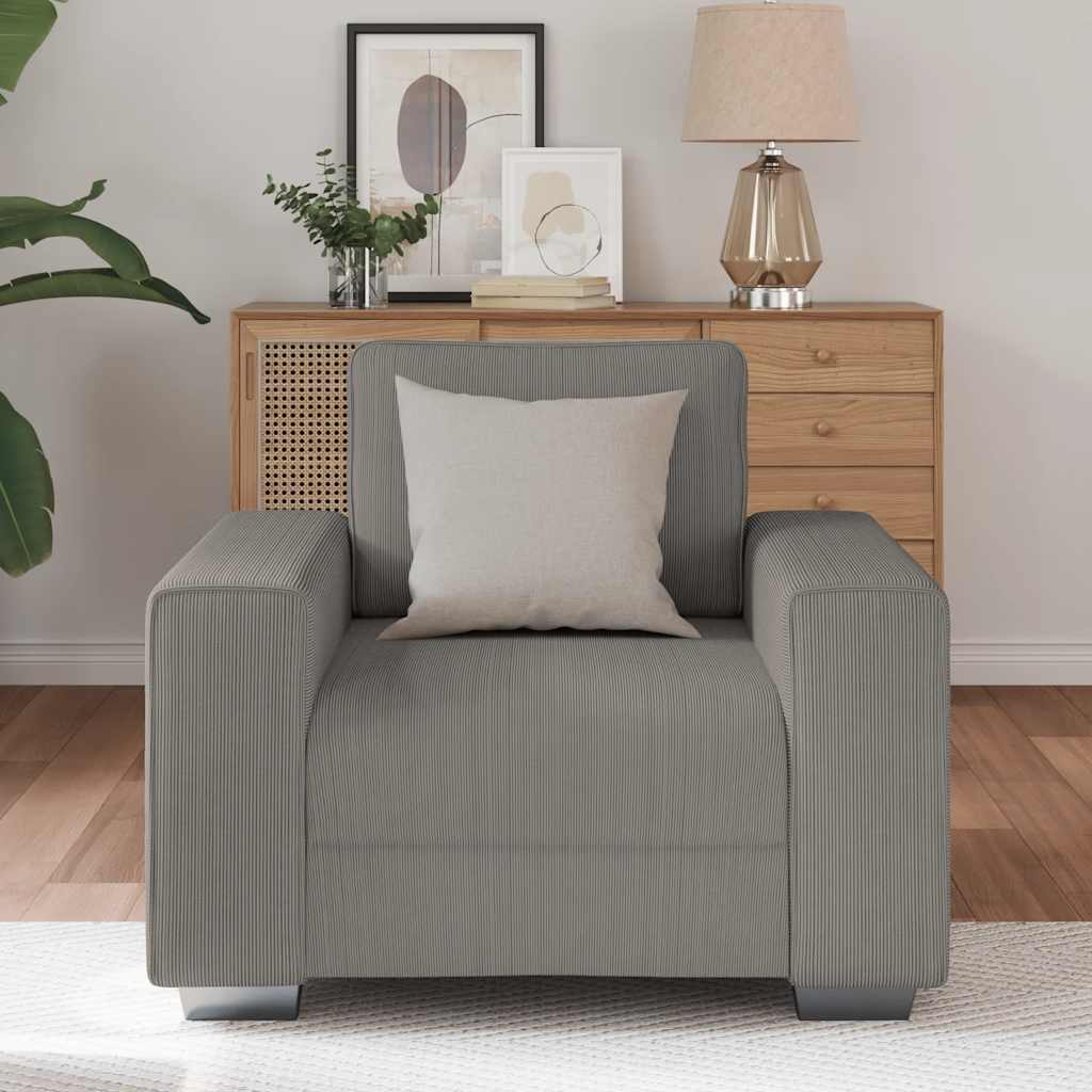 vidaXL Sofastoel Lichtgrijs 60 cm Corduroy Stof
