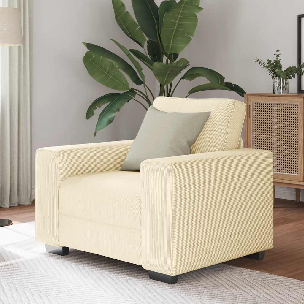vidaXL Sessel Creme 60 cm Cordstoff
