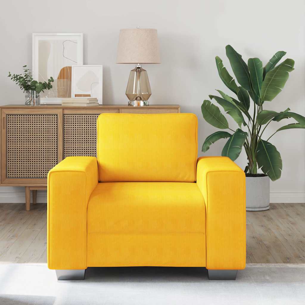 Thumbnail - vidaXL Sessel Hellgelb 60 cm Cordstoff