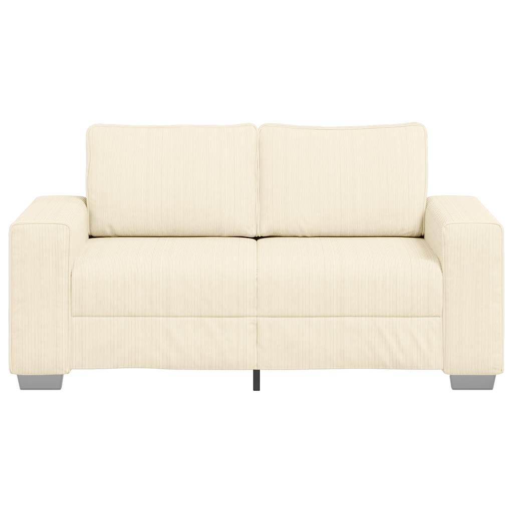 vidaXL Loveseat Sofa Crème 160x77x82 cm Corduroy Stof, foto 4