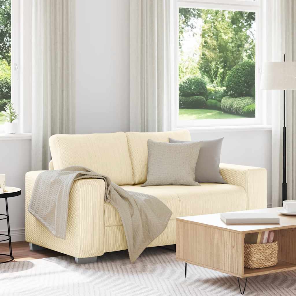 vidaXL Zweisitzer-Sofa Creme 120 cm Cordstoff