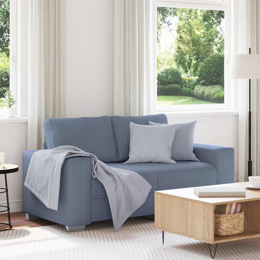 vidaXL Canapea extensibilă albastră, 160x77x82 cm, material catifea reiată
