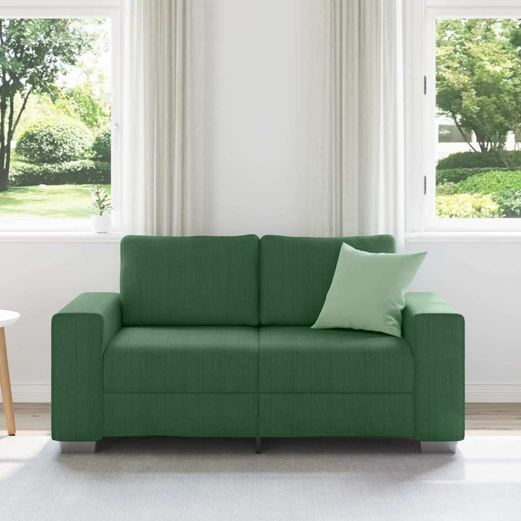 vidaXL Loveseat Sofa Donkergroen 160x77x82 cm Corduroy Stof groen, foto 2