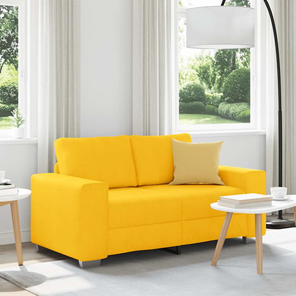 vidaXL Zweisitzer-Sofa Hellgelb 120 cm Cordstoff