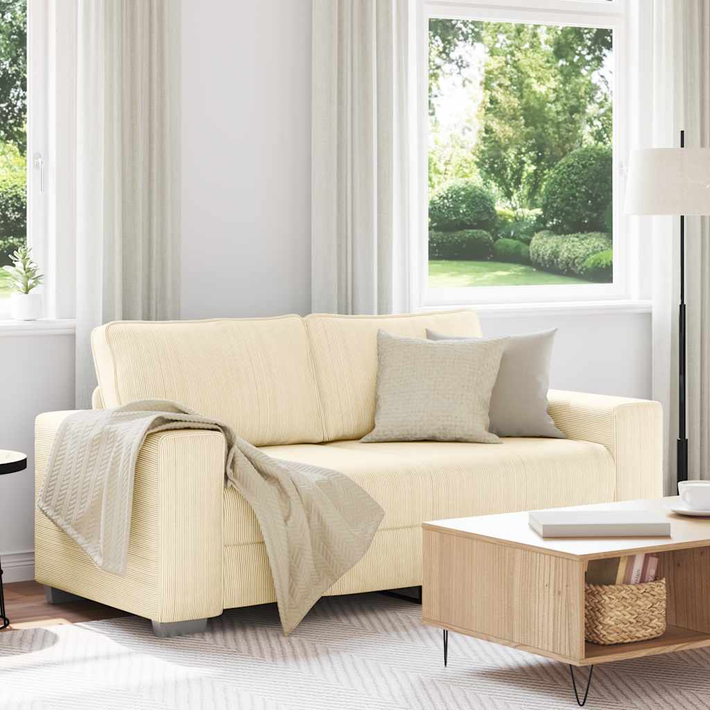 vidaXL Zweisitzer-Sofa Creme 140 cm Cordstoff