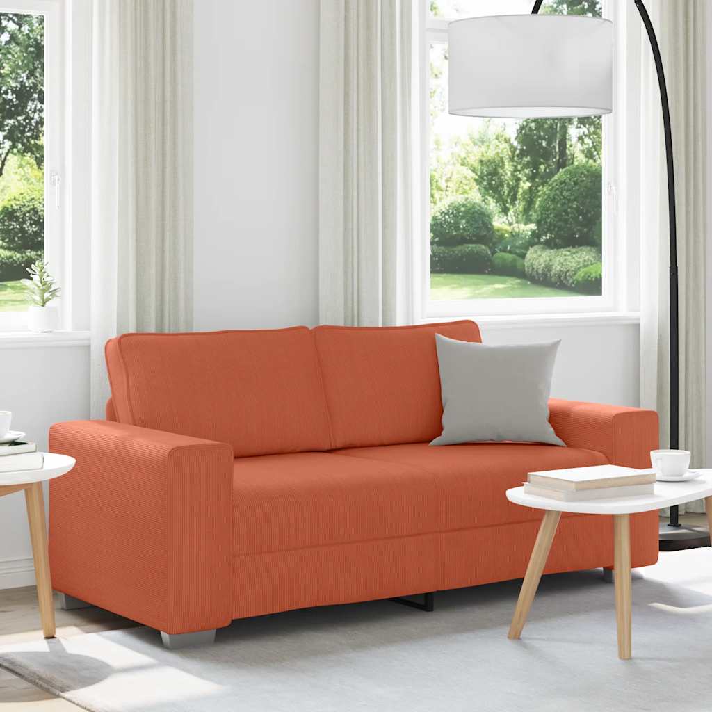 vidaXL Canapea extensibilă cu două locuri, roșu portocaliu, 180x77x82 cm, material catifea reiată