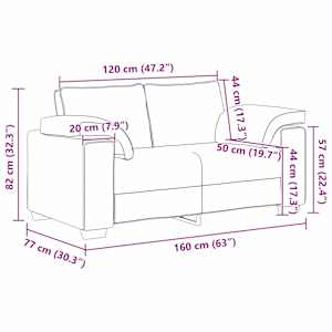 Dvojsedačka Krémová 160 cm textil - obrázek 9