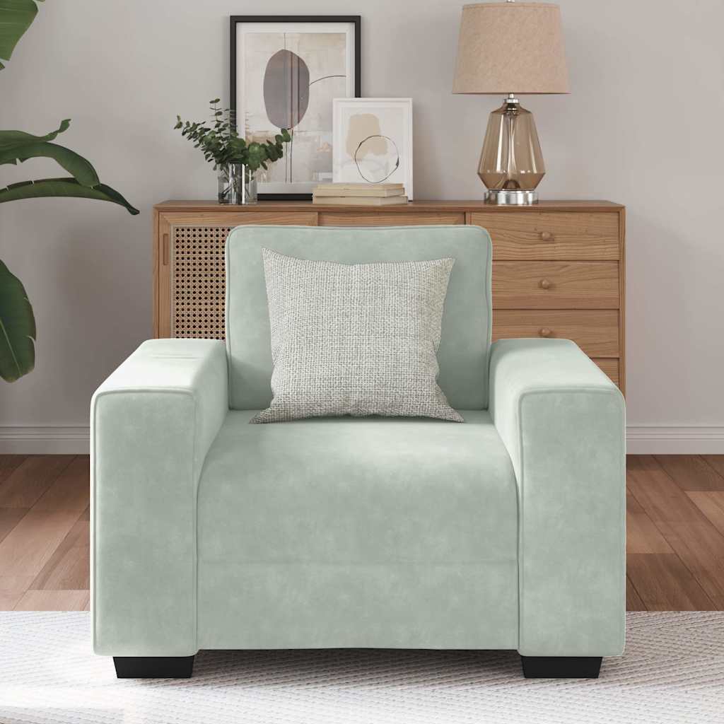 vidaXL Fauteuil 60 cm fluweel lichtgrijs afbeelding