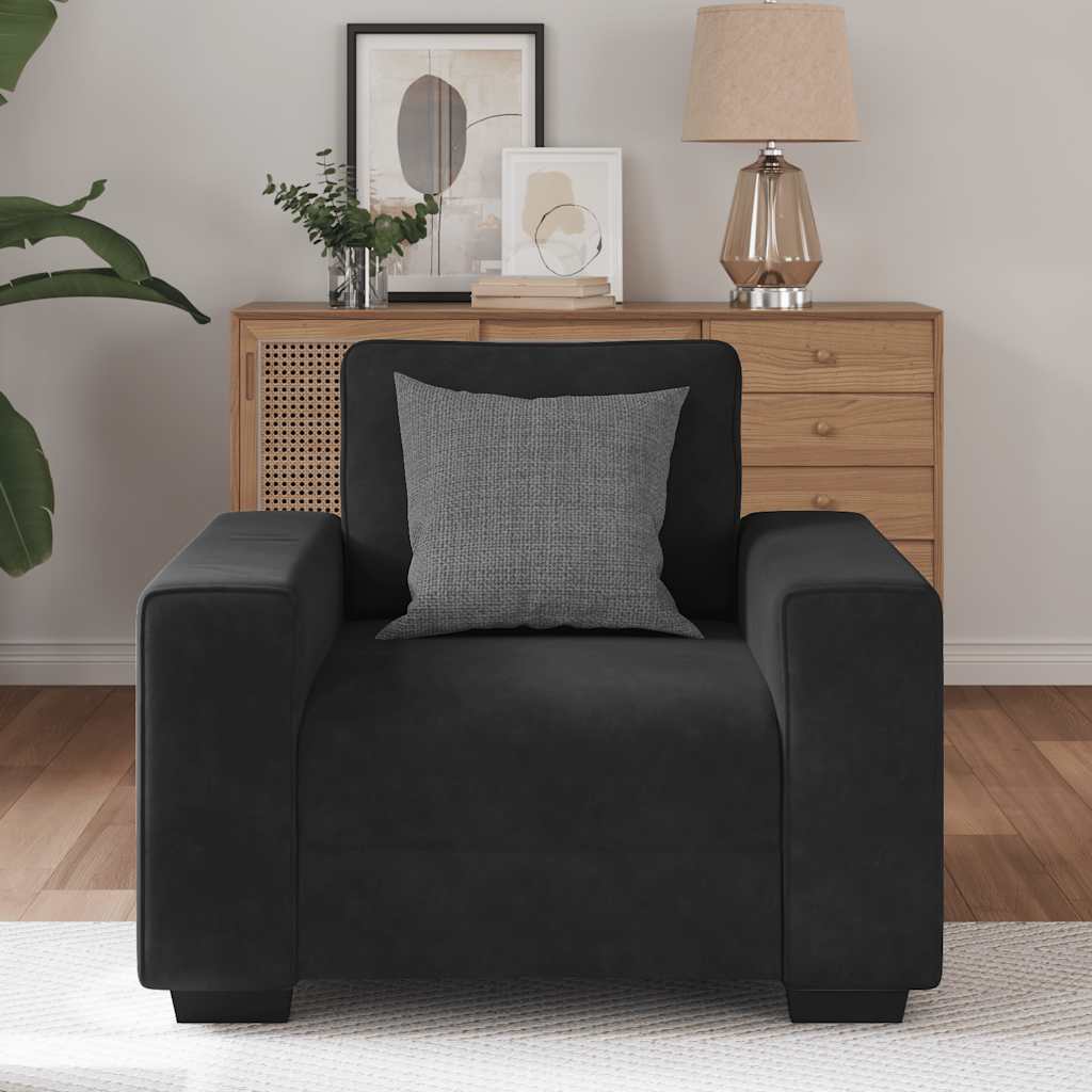vidaXL Fauteuil 60 cm fluweel zwart afbeelding