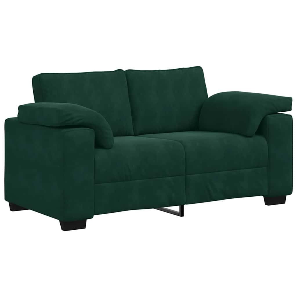 vidaXL Loveseat Sofa Donkergroen 160x77x82 cm Fluweel groen, foto 3