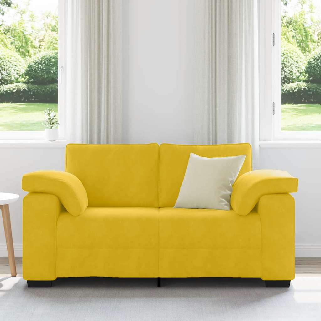 Thumbnail - vidaXL Zweisitzer-Sofa Gelb 160x77x82 cm Samt