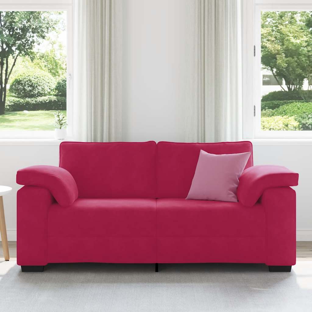 Thumbnail - vidaXL Zweisitzer-Sofa Weinrot 180x77x82 cm Samt