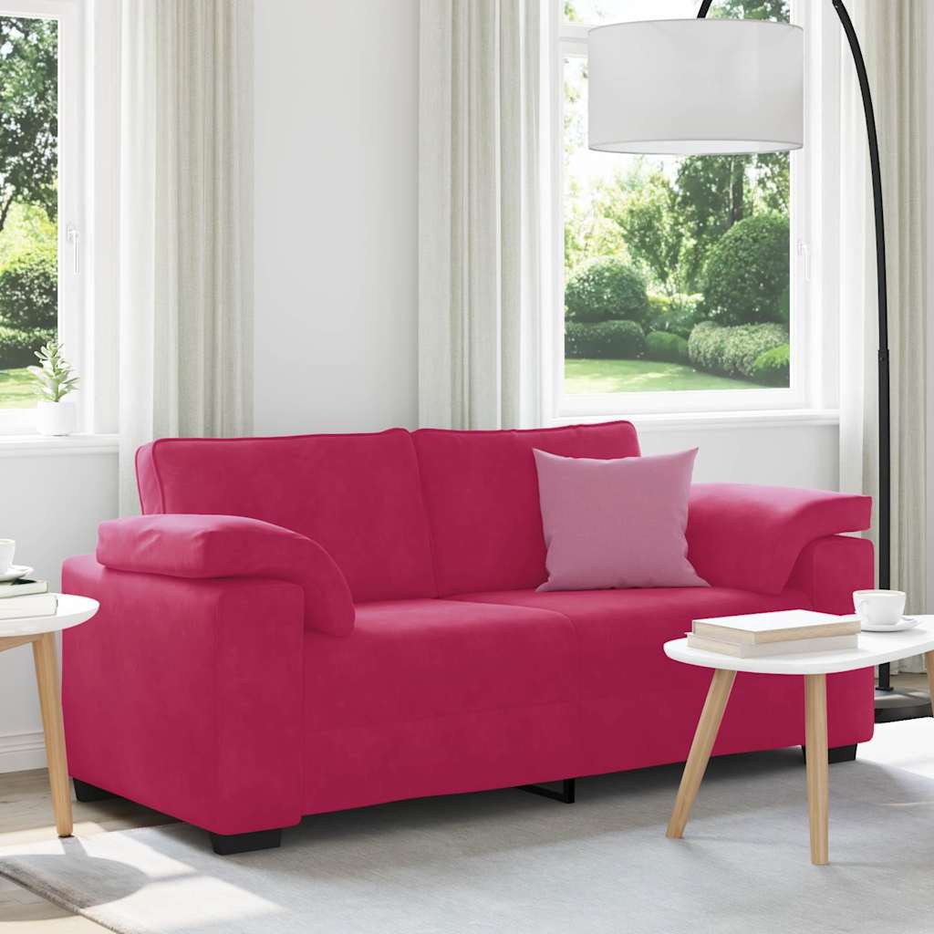 vidaXL Zweisitzer-Sofa Weinrot 180x77x82 cm Samt