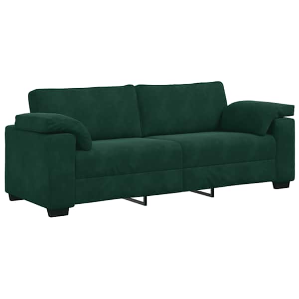 vidaXL 3-kohaline diivan, tumeroheline, 220 x 77 x 82 cm, samet