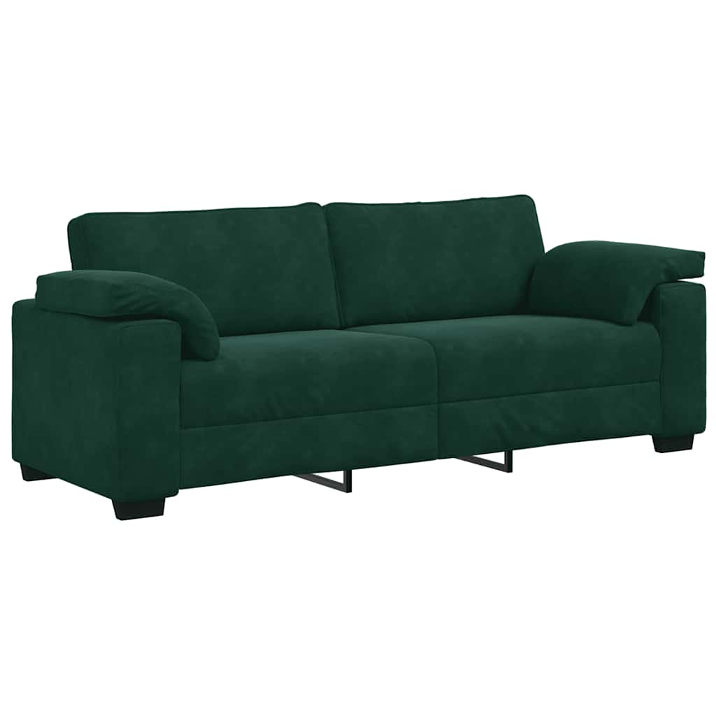 vidaXL 3-zitsbank donkergroen 220x77x82 cm fluweel groen, foto 3