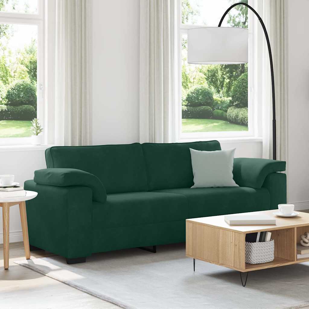 vidaXL Canapea cu 3 locuri, verde închis, 220x77x82 cm, catifea