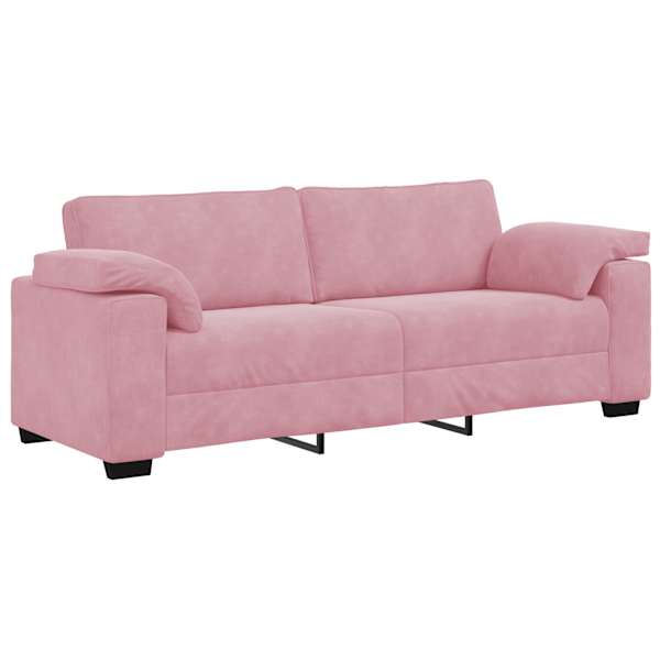 vidaXL 3-kohaline diivan, roosa, 220 x 77 x 82 cm, samet
