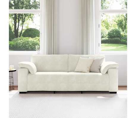 vidaXL Sof&aacute; de 3 lugares 220x77x82 cm veludo cor creme