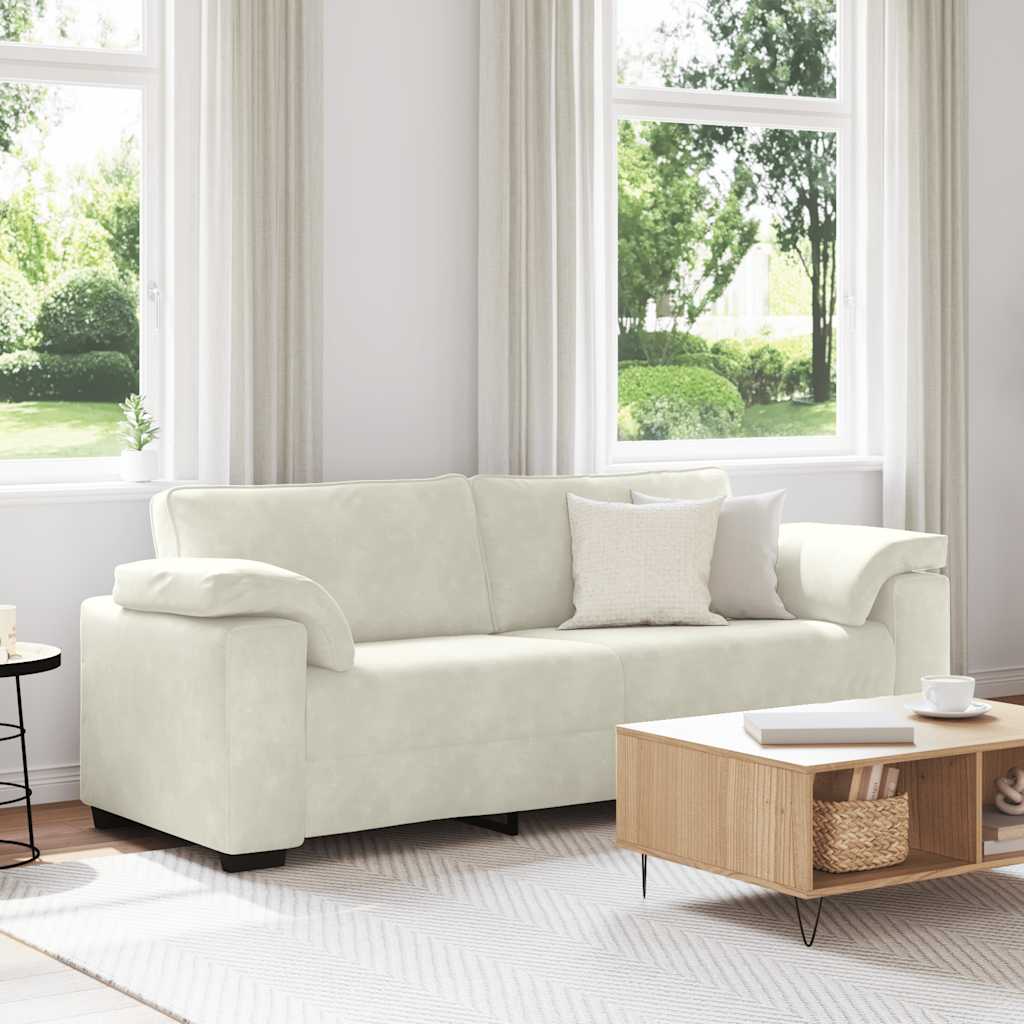 vidaXL 3-Sitzer-Sofa Creme 178 cm Samt