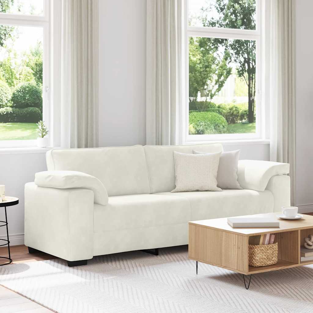 vidaXL 3-Sitzer-Sofa Creme 178 cm Samt