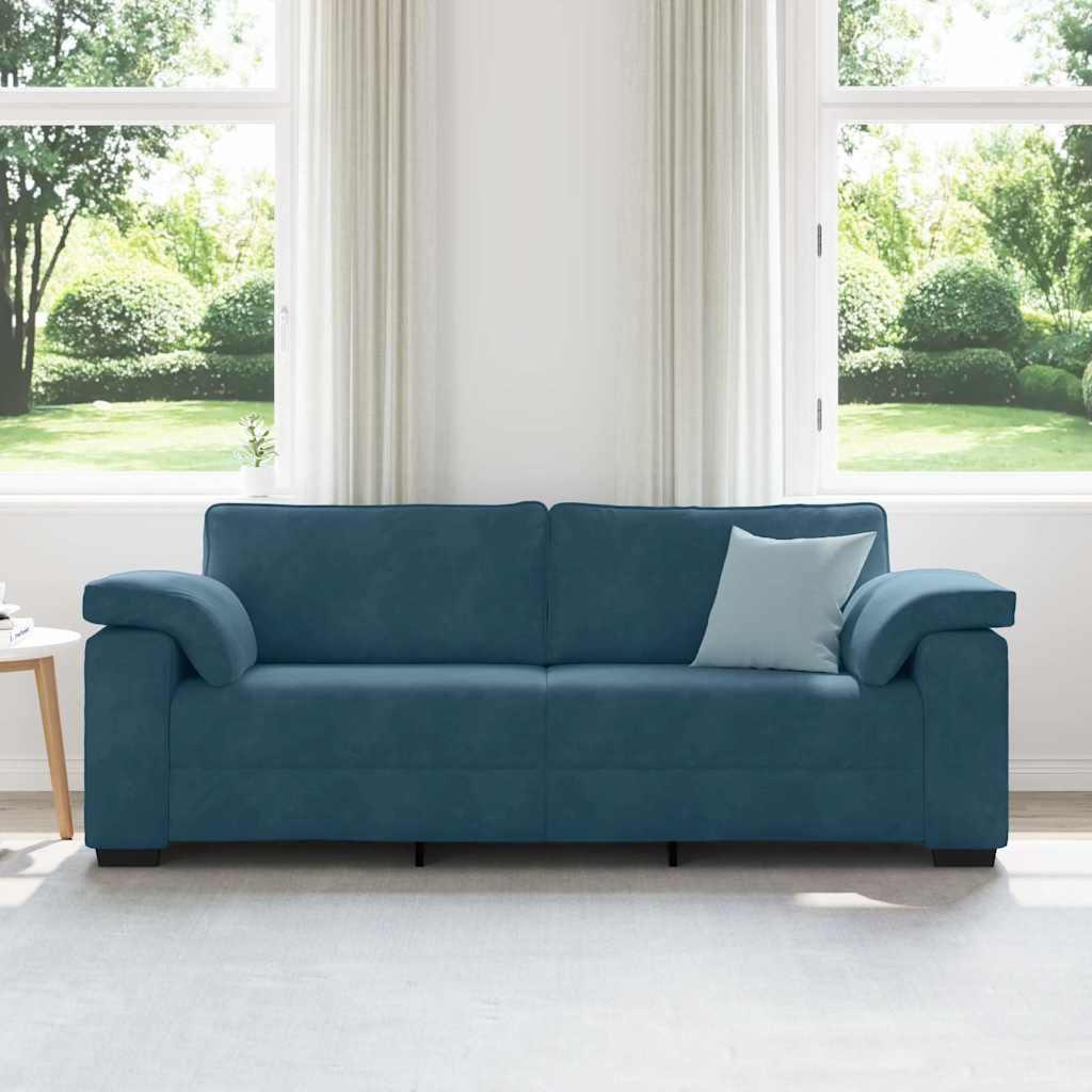 vidaXL 3-zitsbank blauw 220x77x82 cm fluweel, foto 2