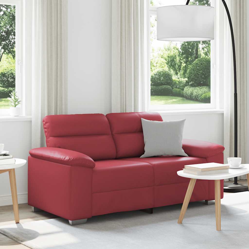vidaXL Canapea cu 2 locuri, roșu vin, 160x81x84 cm, piele ecologică