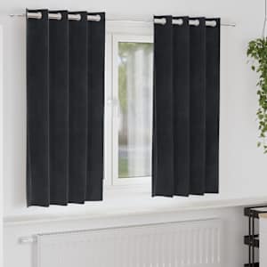 Zatemňovací závěsy 2 pcs Černá 140 x 175 cm samet - obrázek 1