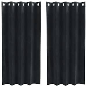 Zatemňovací závěsy 2 pcs Černá 140 x 175 cm samet - obrázek 2