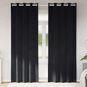 Zatemňovací závěsy 2 pcs Černá 140 x 260 cm samet - obrázek 1