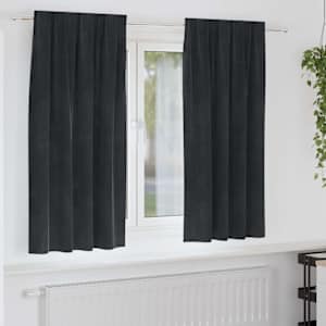 Zatemňovací závěsy 2 pcs Černá 140 x 175 cm samet - obrázek 1