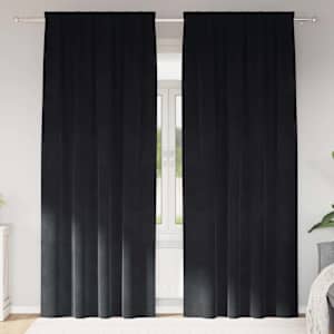 Zatemňovací závěsy 2 pcs Černá 140 x 245 cm samet - obrázek 1