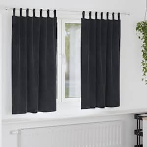 Zatemňovací závěsy 2 pcs Černá 140 x 175 cm samet - obrázek 1