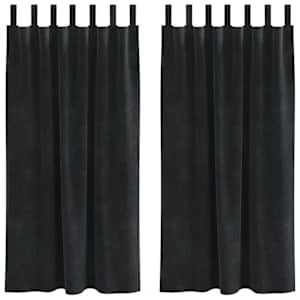 Zatemňovací závěsy 2 pcs Černá 140 x 175 cm samet - obrázek 2