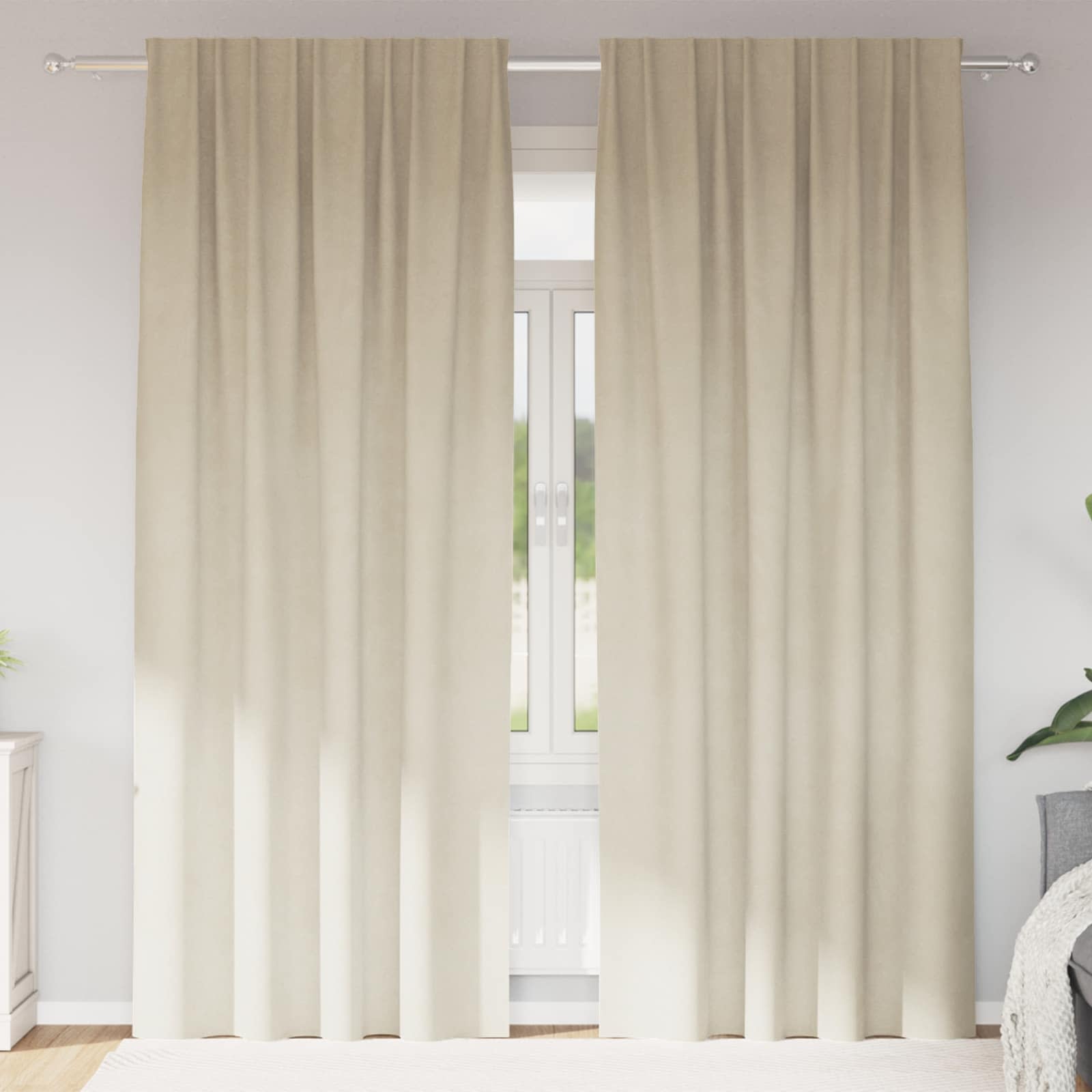 vidaXL Verdunkelungsvorhänge 2 pcs Creme 140 x 260 cm Samt