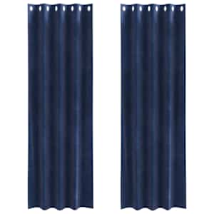 Zatemňovací závěsy 2 pcs Tmavě modrá 140 x 225 cm samet - obrázek 2